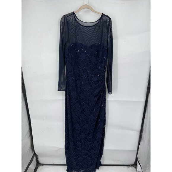 Lauren Ralph Lauren Dresses & Skirts - Lauren Ralph Lauren Maxi Dress Women 16 Blue Lace Sparkly Sequin Formal Cocktail